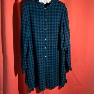 J JILL  size XL   Blue and Black Plaid Button-Up Shirt